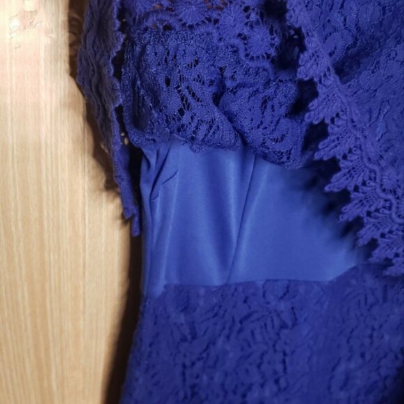 Francesca Womens Blue Lacey Sleeveless Dress Small - Picture 5 of 9